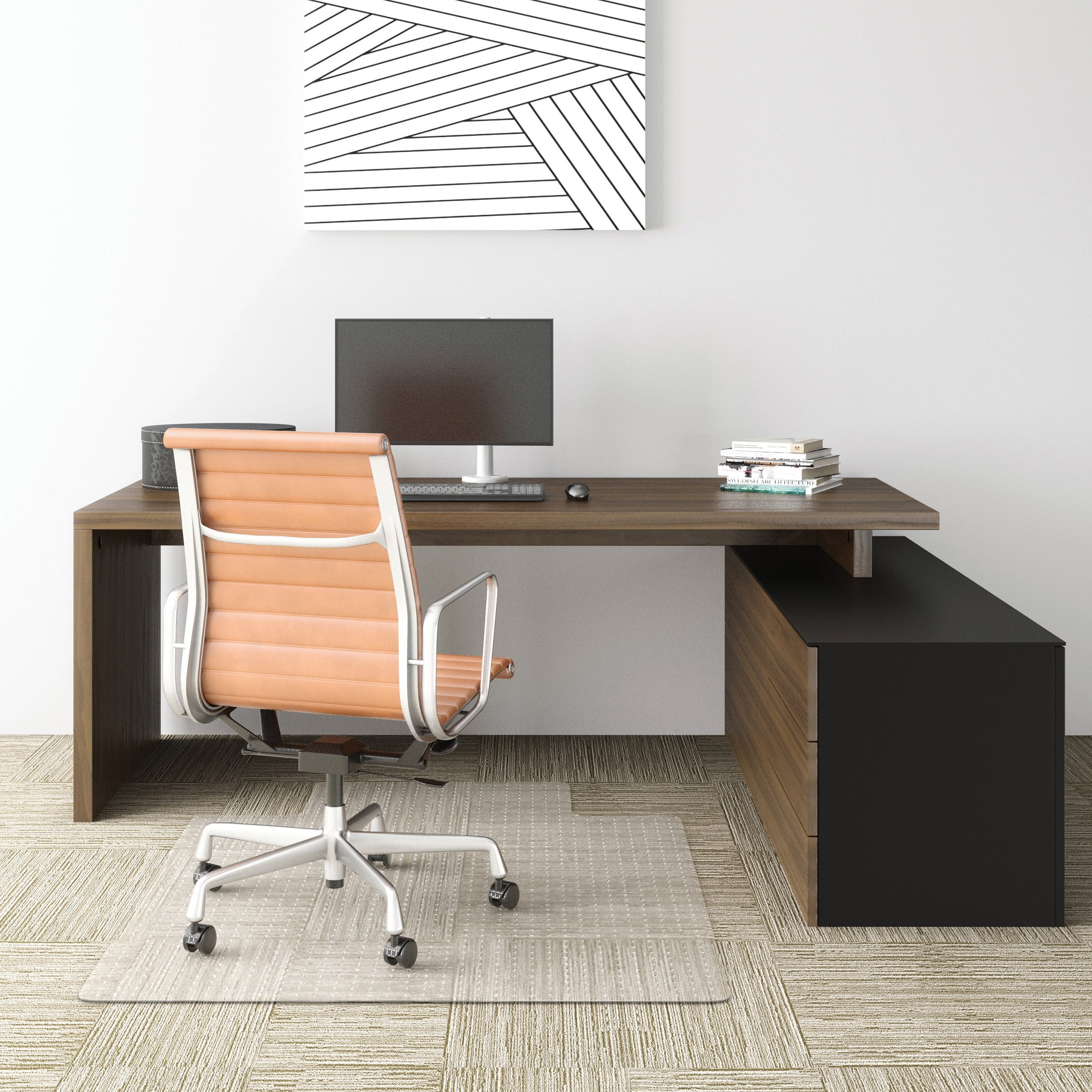 EconoMat Occasional Use Chair Mat for Low Pile Carpet, 45 x 53, Wide Lipped, Clear