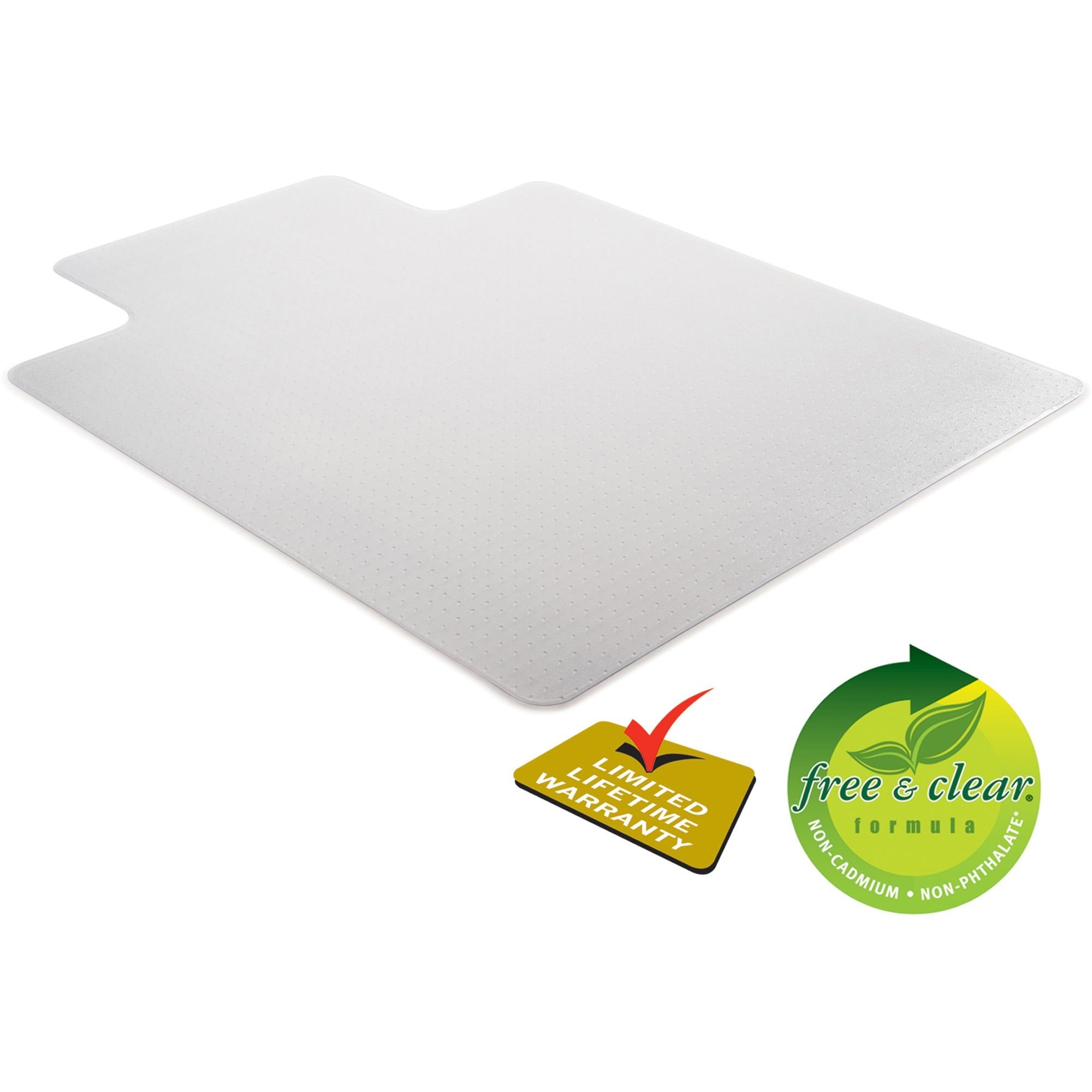 Deflecto SuperMat for Carpet - Carpeted Floor - 60" Length x 46" Width x 0.750" Thickness - Lip Size 12" Length x 25" Width - Vinyl - Clear - 1Each - 
