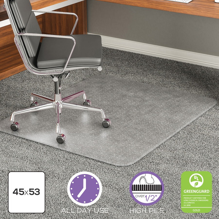 Deflecto ExecuMat for Carpet - Carpeted Floor - 53" Length x 45" Width x 0.333" Thickness - Vinyl - Clear - 1Each - 
