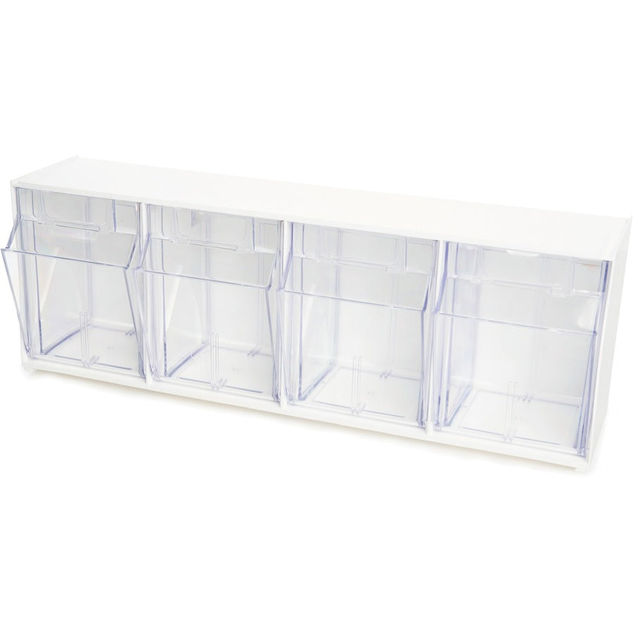 Deflecto Tilt Bin Interlocking Multi-Bin Storage Organizer - 4 Compartment(s)Desktop - White - 1 Each