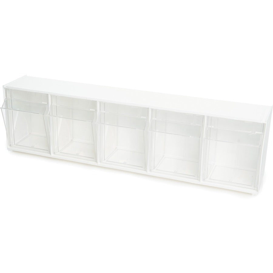 Deflecto Tilt Bin Interlocking Multi-Bin Storage Organizer - 5 Compartment(s) - 6.5" Height x 23.6" Width x 5.3" DepthDesktop - White - 1 Each