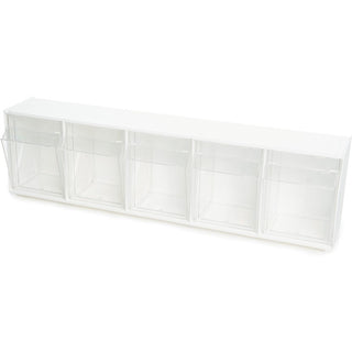 Deflecto Tilt Bin Interlocking Multi-Bin Storage Organizer - 5 Compartment(s) - 6.5" Height x 23.6" Width x 5.3" DepthDesktop - White - 1 Each