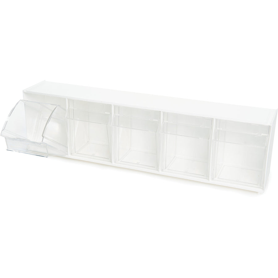 Deflecto Tilt Bin Interlocking Multi-Bin Storage Organizer - 5 Compartment(s) - 6.5" Height x 23.6" Width x 5.3" DepthDesktop - White - 1 Each