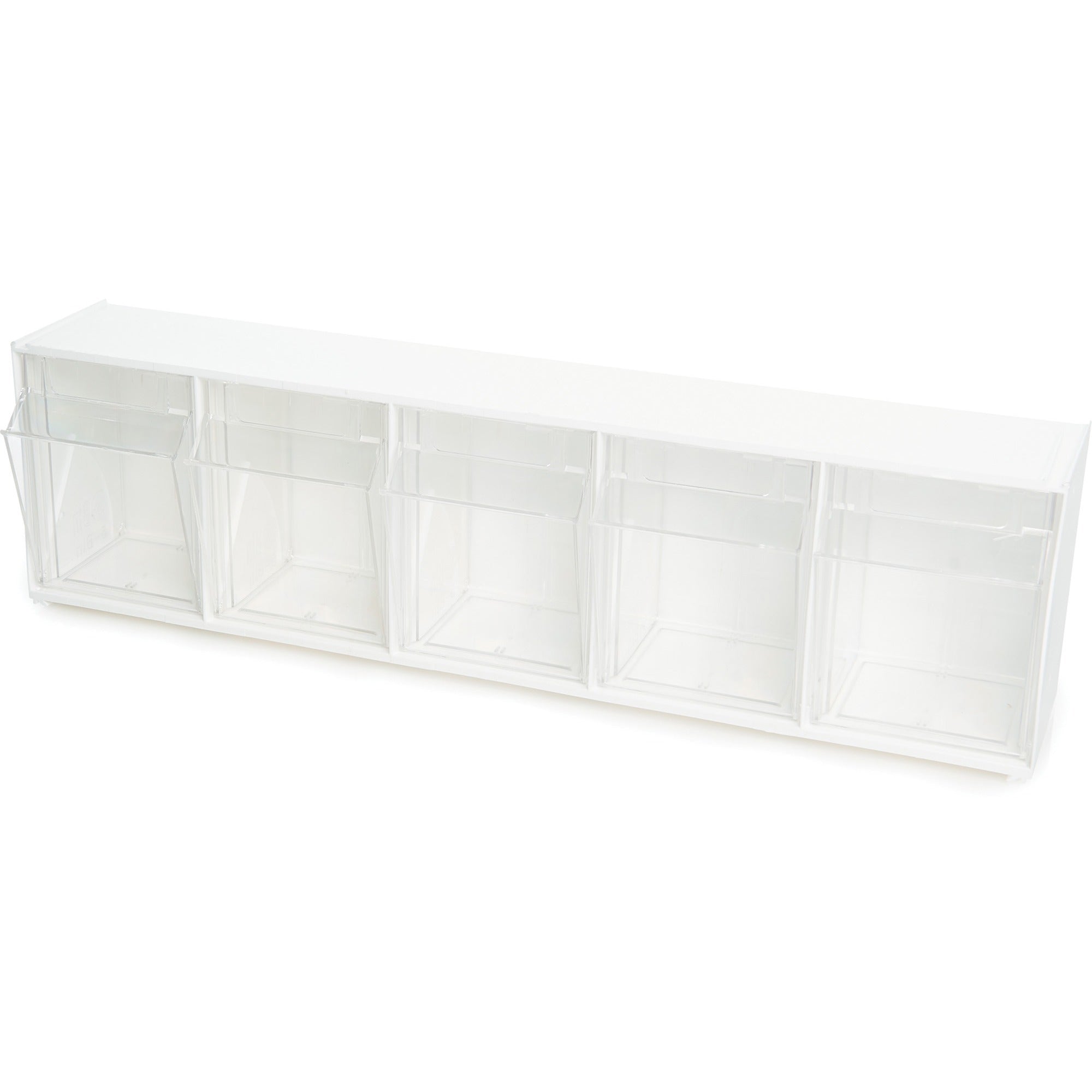 Deflecto Tilt Bin Interlocking Multi-Bin Storage Organizer - 5 Compartment(s) - 6.5" Height x 23.6" Width x 5.3" DepthDesktop - White - 1 Each - 