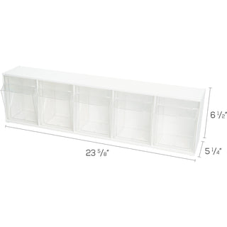 Deflecto Tilt Bin Interlocking Multi-Bin Storage Organizer - 5 Compartment(s) - 6.5" Height x 23.6" Width x 5.3" DepthDesktop - White - 1 Each