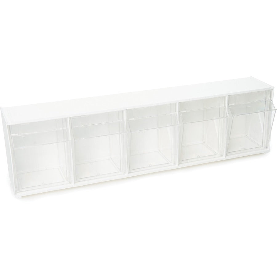 Deflecto Tilt Bin Interlocking Multi-Bin Storage Organizer - 5 Compartment(s) - 6.5" Height x 23.6" Width x 5.3" DepthDesktop - White - 1 Each