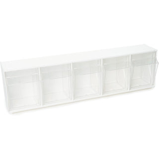 Deflecto Tilt Bin Interlocking Multi-Bin Storage Organizer - 5 Compartment(s) - 6.5" Height x 23.6" Width x 5.3" DepthDesktop - White - 1 Each