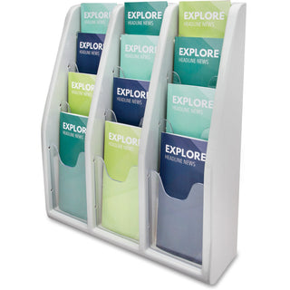 deflecto-multi-compartment-literature-display-12-pockets-198-height-x-158-width-x-5-depthdesktop-durable-lightweight-gray-plastic-1-each_def52809 - 1