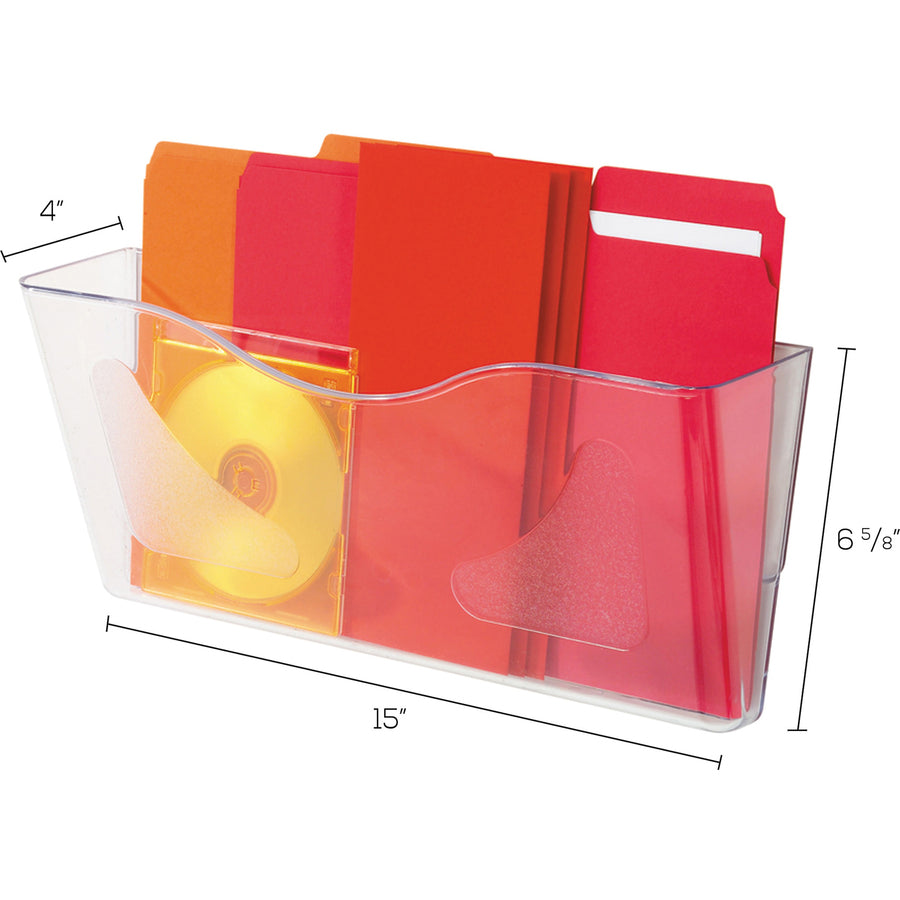 Euro-Style DocuPocket Landscape Wall File, Larger Files/Tabloid Size, 15" x 4" x 6.63", Clear