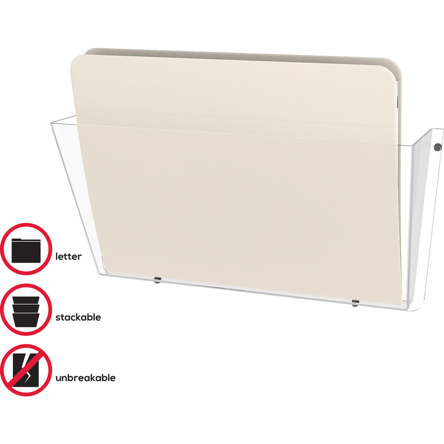 Unbreakable DocuPocket Wall File, Letter Size, 14.5" x 3" x 6.5", Clear