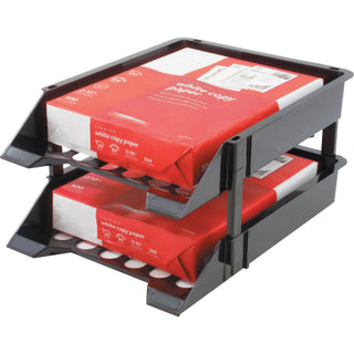 SuperTray Countertop Tray Set, 2 Sections, Letter to Legal Size Files, 11" x 14.88" x 2.5", Black, 2/Pack