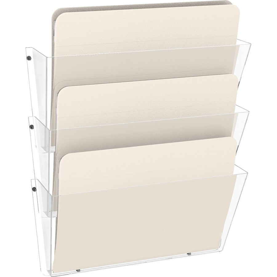 Unbreakable DocuPocket Wall File, 3 Sections, Letter Size, 14.5" x 3" x 6.5", Clear, 3/Pack