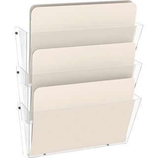 Unbreakable DocuPocket Wall File, 3 Sections, Letter Size, 14.5" x 3" x 6.5", Clear, 3/Pack