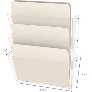 Unbreakable DocuPocket Wall File, 3 Sections, Letter Size, 14.5" x 3" x 6.5", Clear, 3/Pack