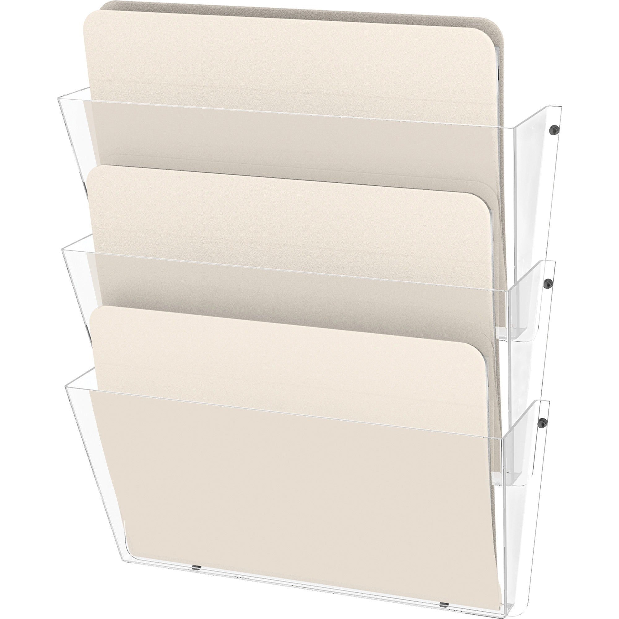Unbreakable DocuPocket Wall File, 3 Sections, Letter Size, 14.5" x 3" x 6.5", Clear, 3/Pack