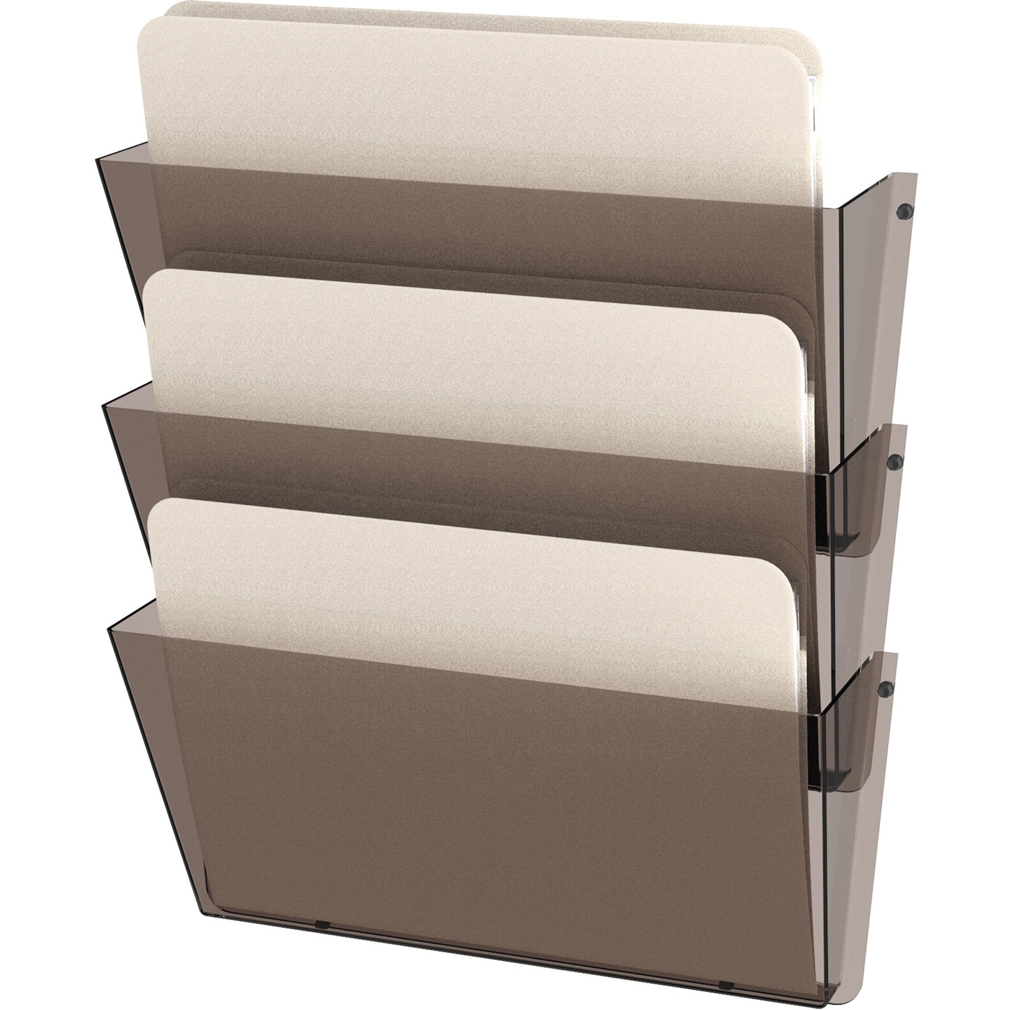 Unbreakable DocuPocket Wall File, 3 Sections, Letter Size, 14.5" x 3" x 6.5", Smoke, 3/Pack