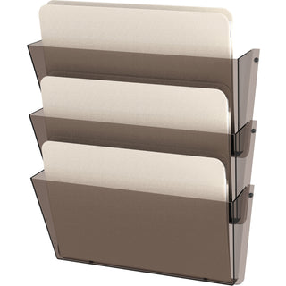 Unbreakable DocuPocket Wall File, 3 Sections, Letter Size, 14.5" x 3" x 6.5", Smoke, 3/Pack