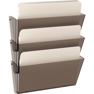 Unbreakable DocuPocket Wall File, 3 Sections, Letter Size, 14.5" x 3" x 6.5", Smoke, 3/Pack
