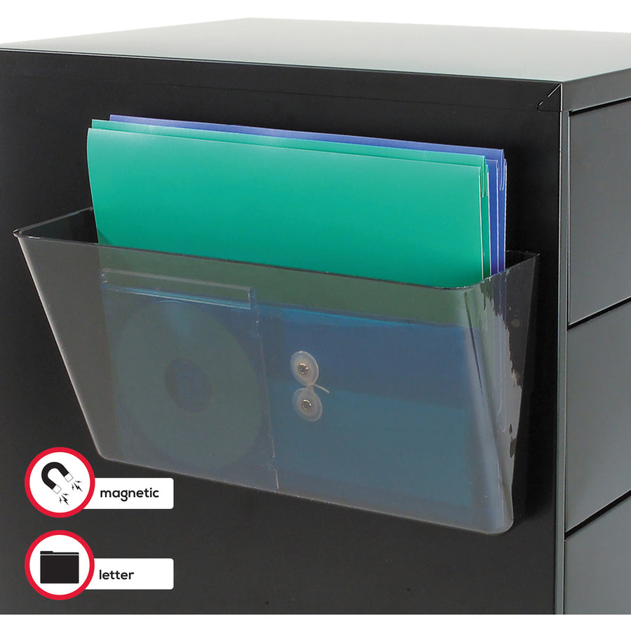 Magnetic DocuPocket Wall File, Letter Size, 13" x 4" x 7", Smoke
