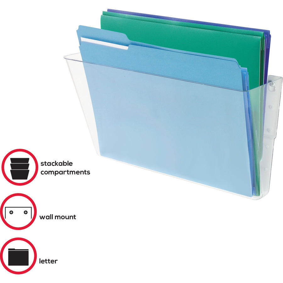 Deflecto EZ Link Stackable DocuPocket - 1 Compartment(s) - 7" Height x 13" Width x 4" Depth - Stackable - Clear - Plastic - 1 Each - 