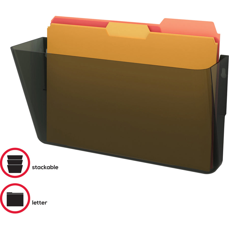 DocuPocket Stackable Wall Pocket, Letter Size, 13" x 4", Smoke
