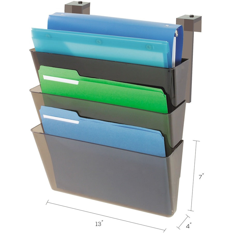 DocuPocket Three-Pocket File Partition Set, 3 Sections, Letter Size, 13" x 7" x 20", Smoke, 3/Set