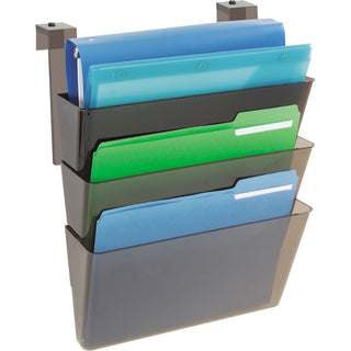 DocuPocket Three-Pocket File Partition Set, 3 Sections, Letter Size, 13" x 7" x 20", Smoke, 3/Set