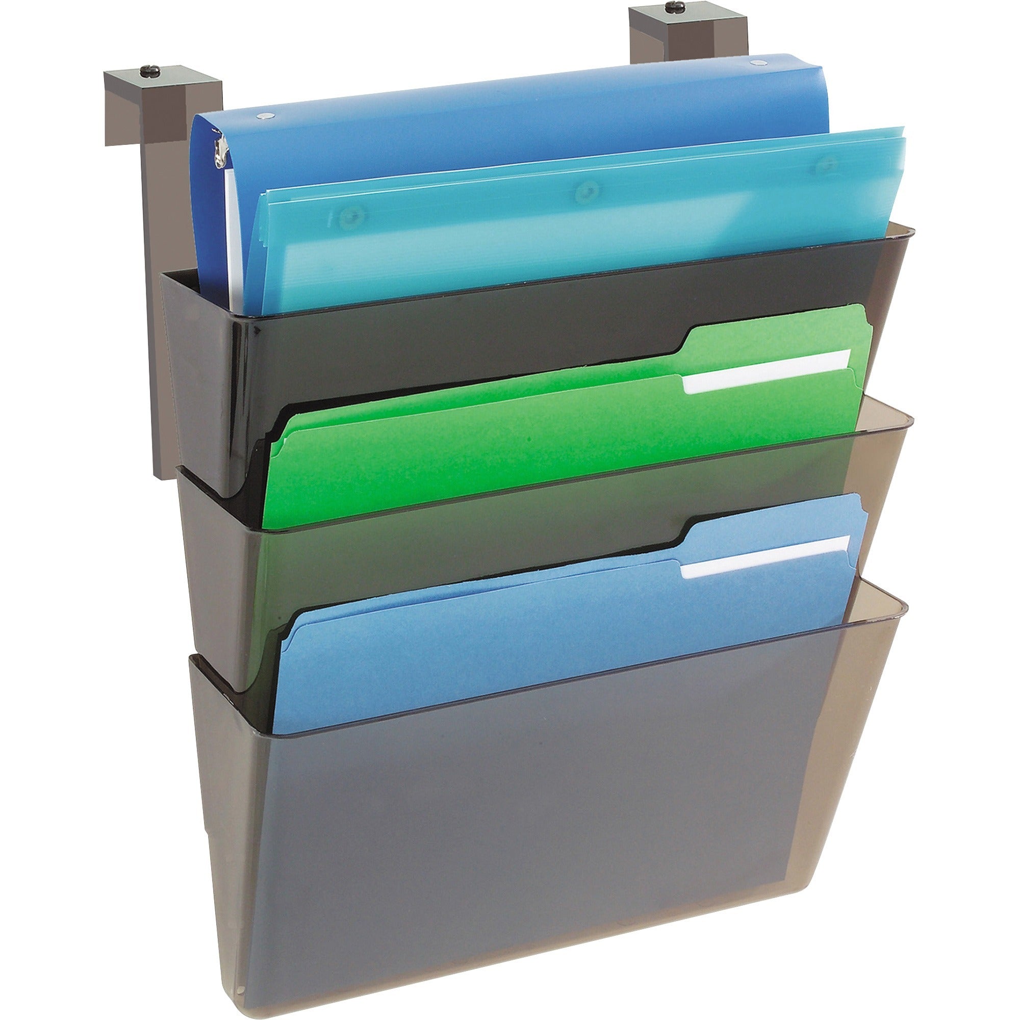 DocuPocket Three-Pocket File Partition Set, 3 Sections, Letter Size, 13" x 7" x 20", Smoke, 3/Set