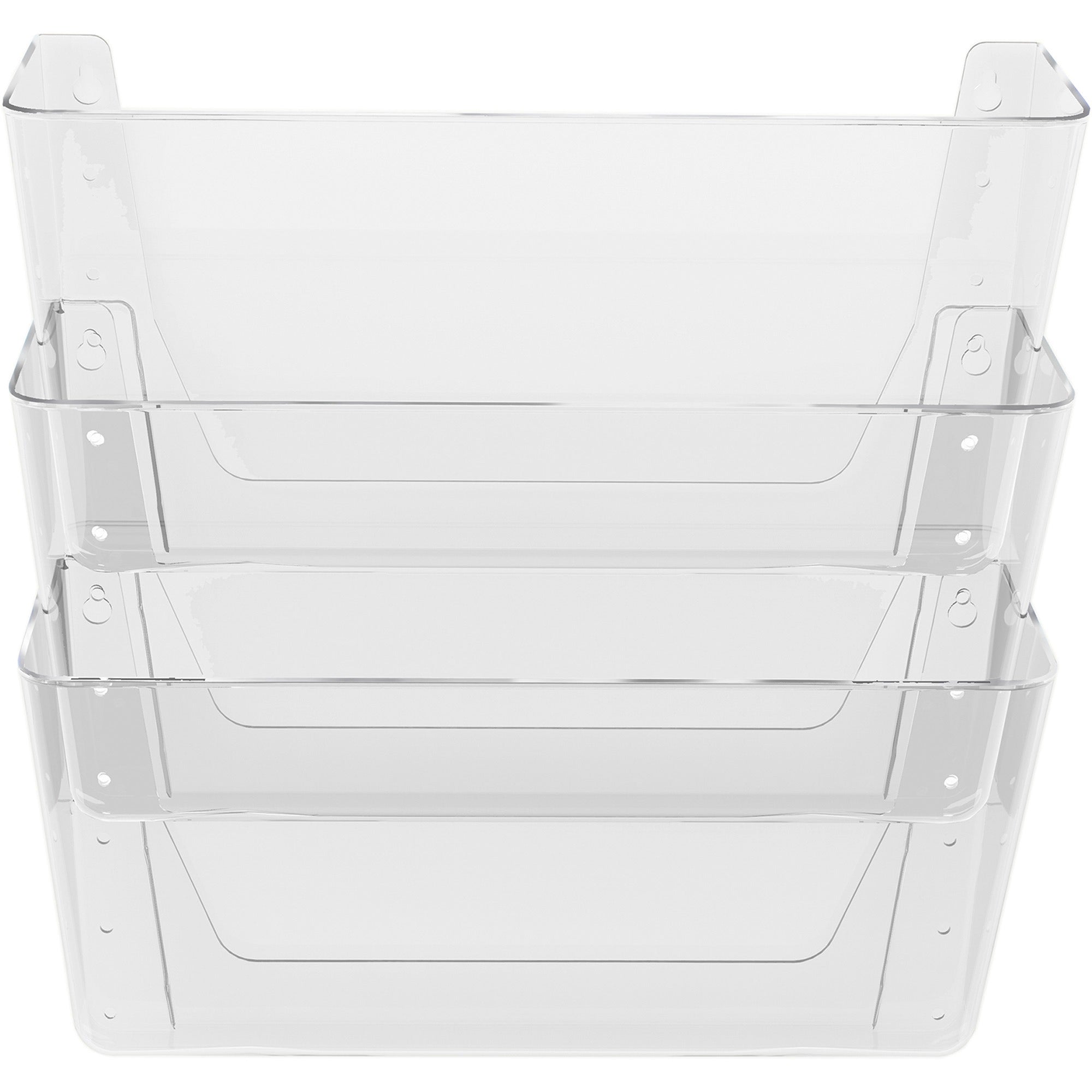 Deflecto Stackable DocuPocket for Partition Walls - 3 Pocket(s) - 3 Compartment(s) - 7" Height x 13" Width x 4" Depth - Stackable - Clear - 3 / Set - 