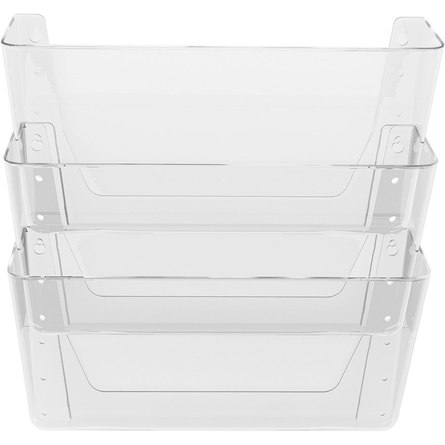 Deflecto Stackable DocuPocket for Partition Walls - 3 Pocket(s) - 3 Compartment(s) - 7" Height x 13" Width x 4" Depth - Stackable - Clear - 3 / Set