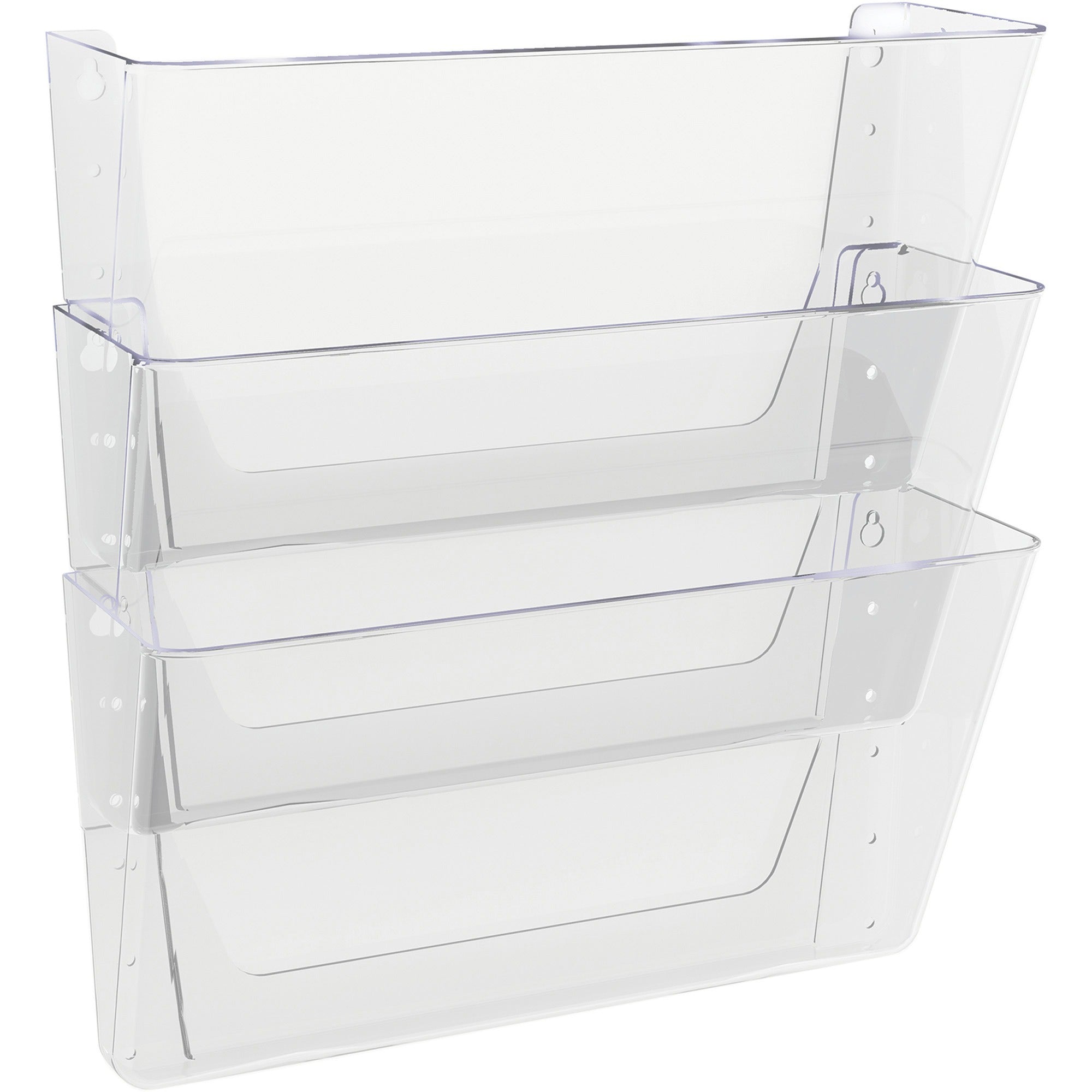 Deflecto Stackable DocuPocket for Partition Walls - 3 Pocket(s) - 3 Compartment(s) - 7" Height x 13" Width x 4" Depth - Stackable - Clear - 3 / Set - 