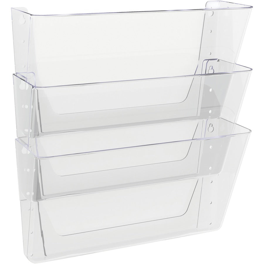 Deflecto Stackable DocuPocket for Partition Walls - 3 Pocket(s) - 3 Compartment(s) - 7" Height x 13" Width x 4" Depth - Stackable - Clear - 3 / Set