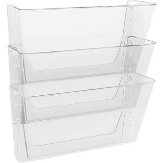 Deflecto Stackable DocuPocket for Partition Walls - 3 Pocket(s) - 3 Compartment(s) - 7" Height x 13" Width x 4" Depth - Stackable - Clear - 3 / Set