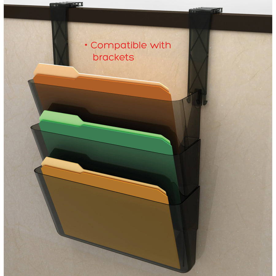 Deflecto Stackable DocuPocket Set - 3 Pocket(s) - 7" Height x 13" Width x 4" Depth - Stackable - Smoke - 3 / Set