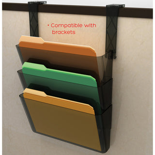 Deflecto Stackable DocuPocket Set - 3 Pocket(s) - 7" Height x 13" Width x 4" Depth - Stackable - Smoke - 3 / Set
