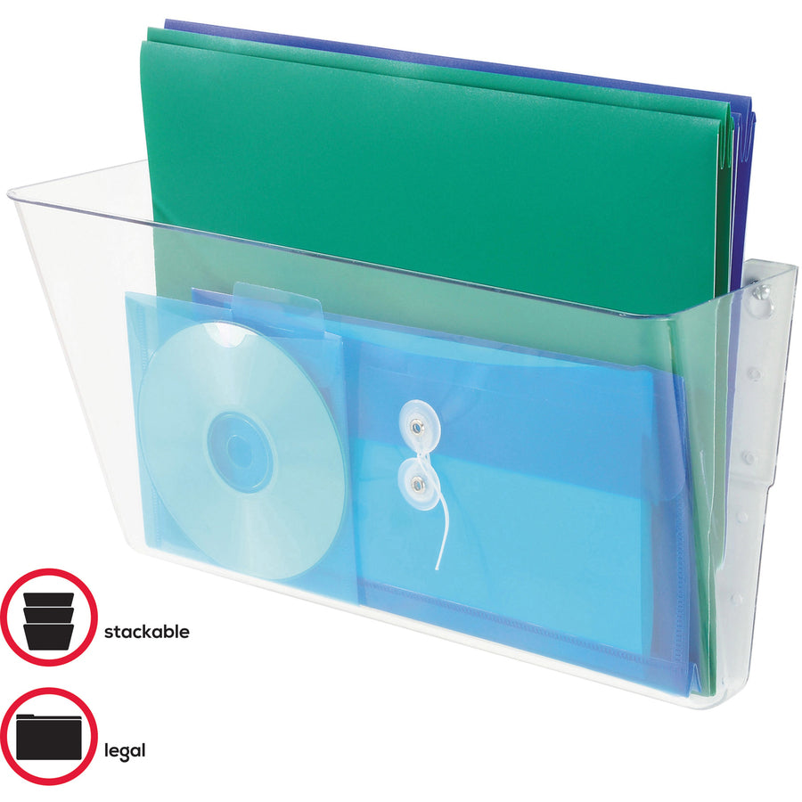 Stackable DocuPocket Wall File, Legal Size, 16.25" x 4" , Clear