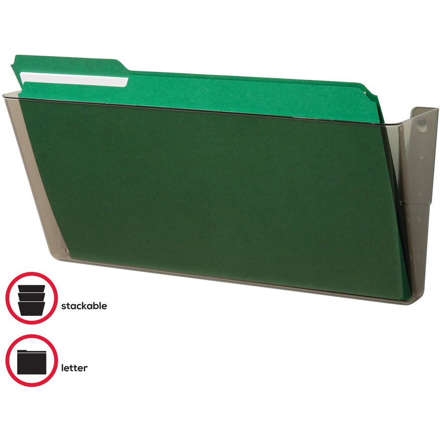 Deflecto EZ Link Stackable DocuPocket - 1 Compartment(s) - 7" Height x 16.3" Width x 4" Depth - Stackable - Smoke - 1 Each