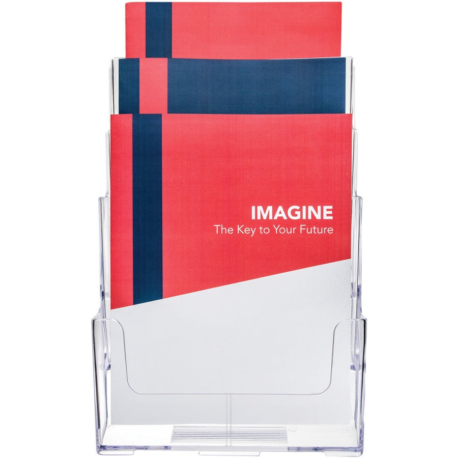 3-Compartment DocuHolder, Magazine Size, 9.5w x 6.25d x 12.63, Clear
