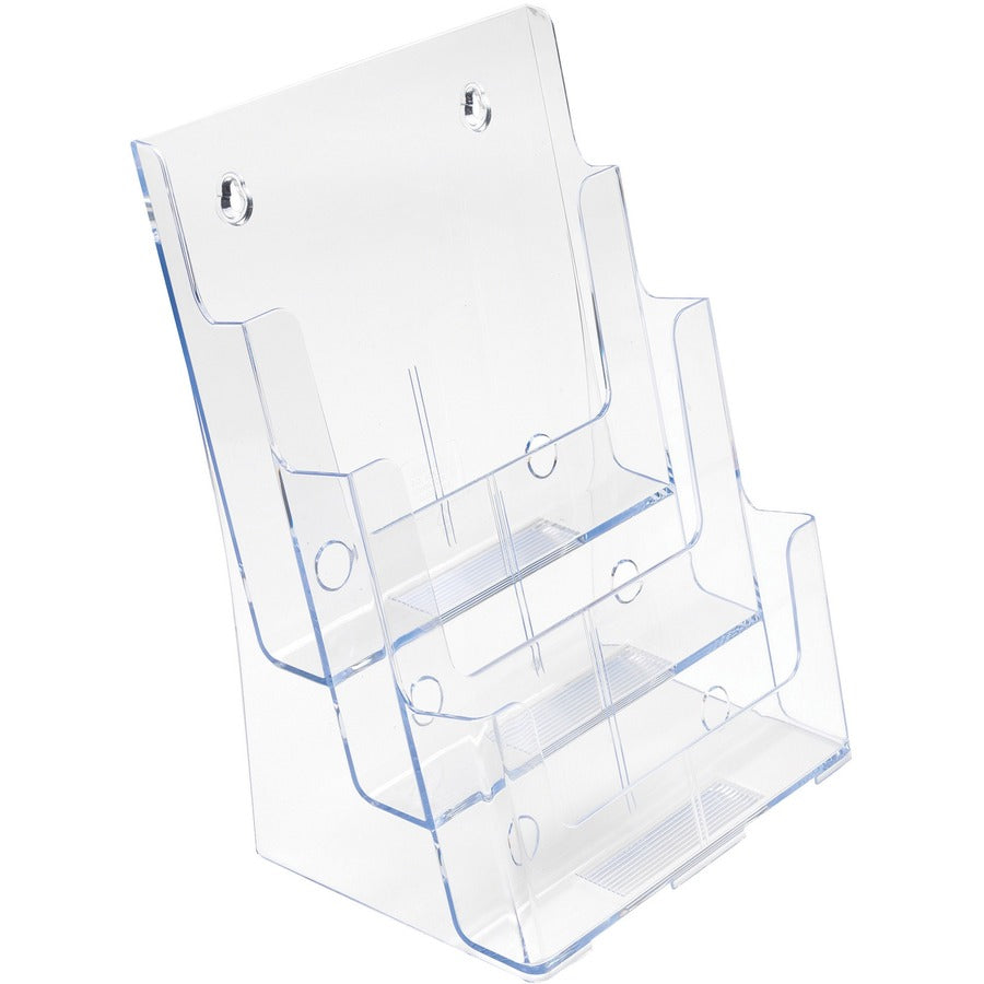 3-Compartment DocuHolder, Magazine Size, 9.5w x 6.25d x 12.63, Clear