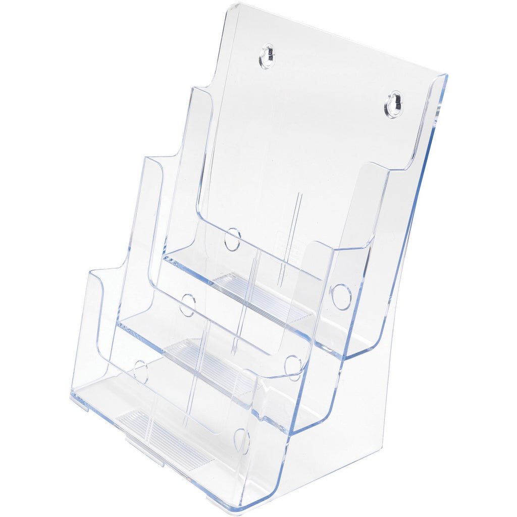 3-Compartment DocuHolder, Magazine Size, 9.5w x 6.25d x 12.63, Clear