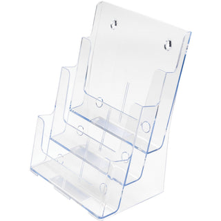 3-Compartment DocuHolder, Magazine Size, 9.5w x 6.25d x 12.63, Clear