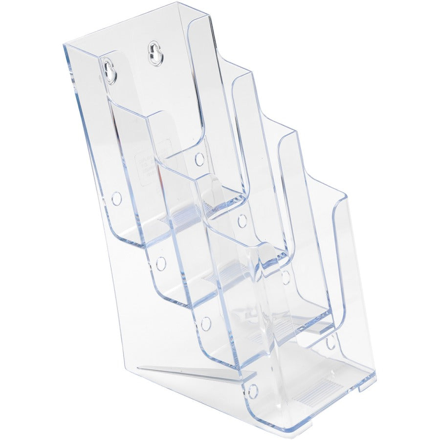 4-Compartment DocuHolder, Leaflet Size, 4.88w x 6.13d x 10h, Clear
