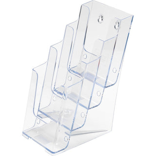 4-Compartment DocuHolder, Leaflet Size, 4.88w x 6.13d x 10h, Clear