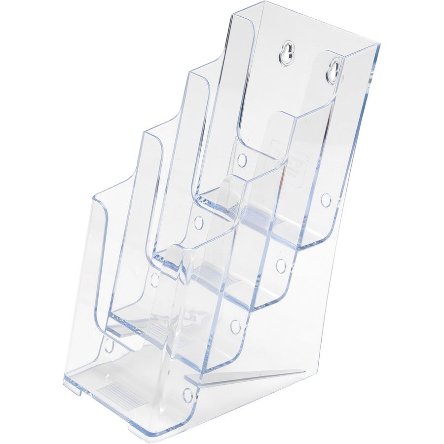 4-Compartment DocuHolder, Leaflet Size, 4.88w x 6.13d x 10h, Clear