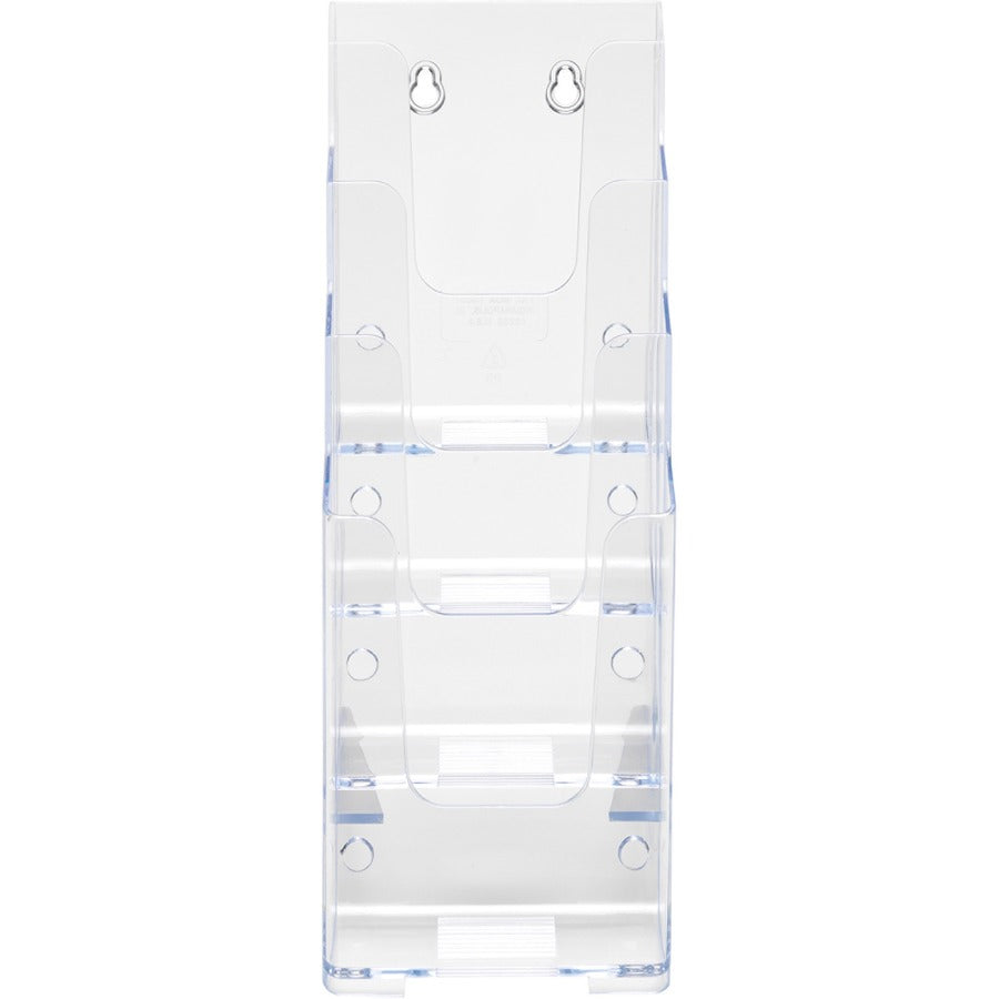 4-Compartment DocuHolder, Leaflet Size, 4.88w x 6.13d x 10h, Clear