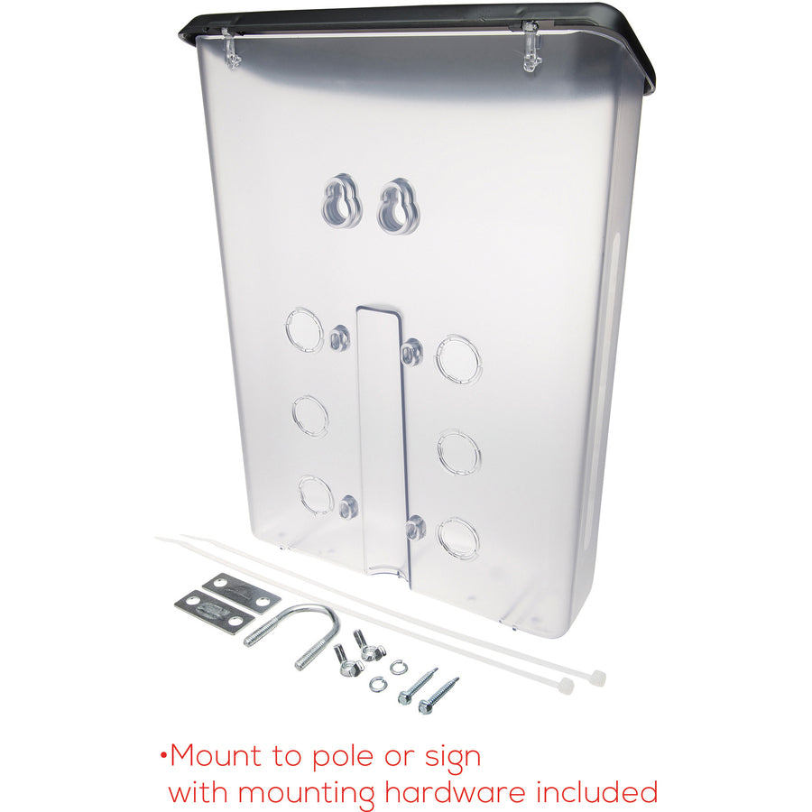 Outdoor Literature Box, 10w x 4.5d x 13.13h, Clear/Black