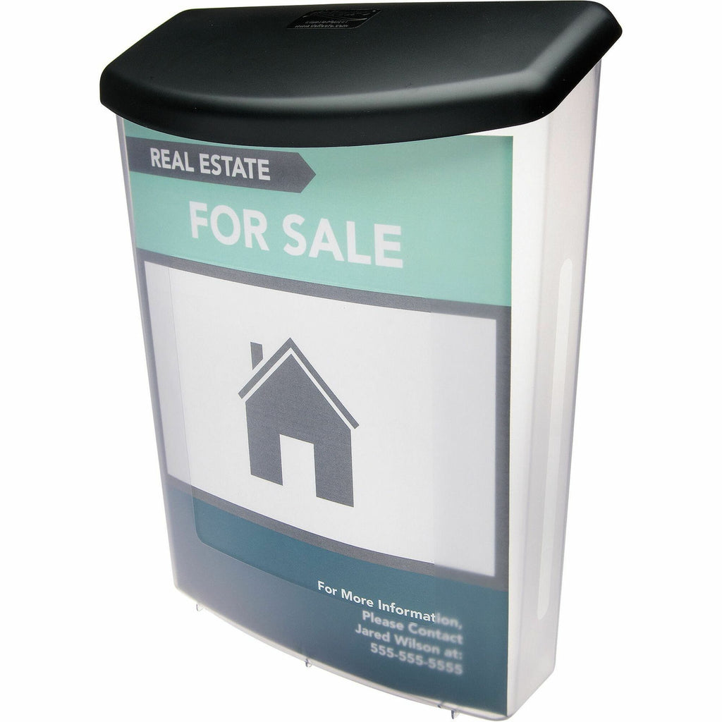 Outdoor Literature Box, 10w x 4.5d x 13.13h, Clear/Black