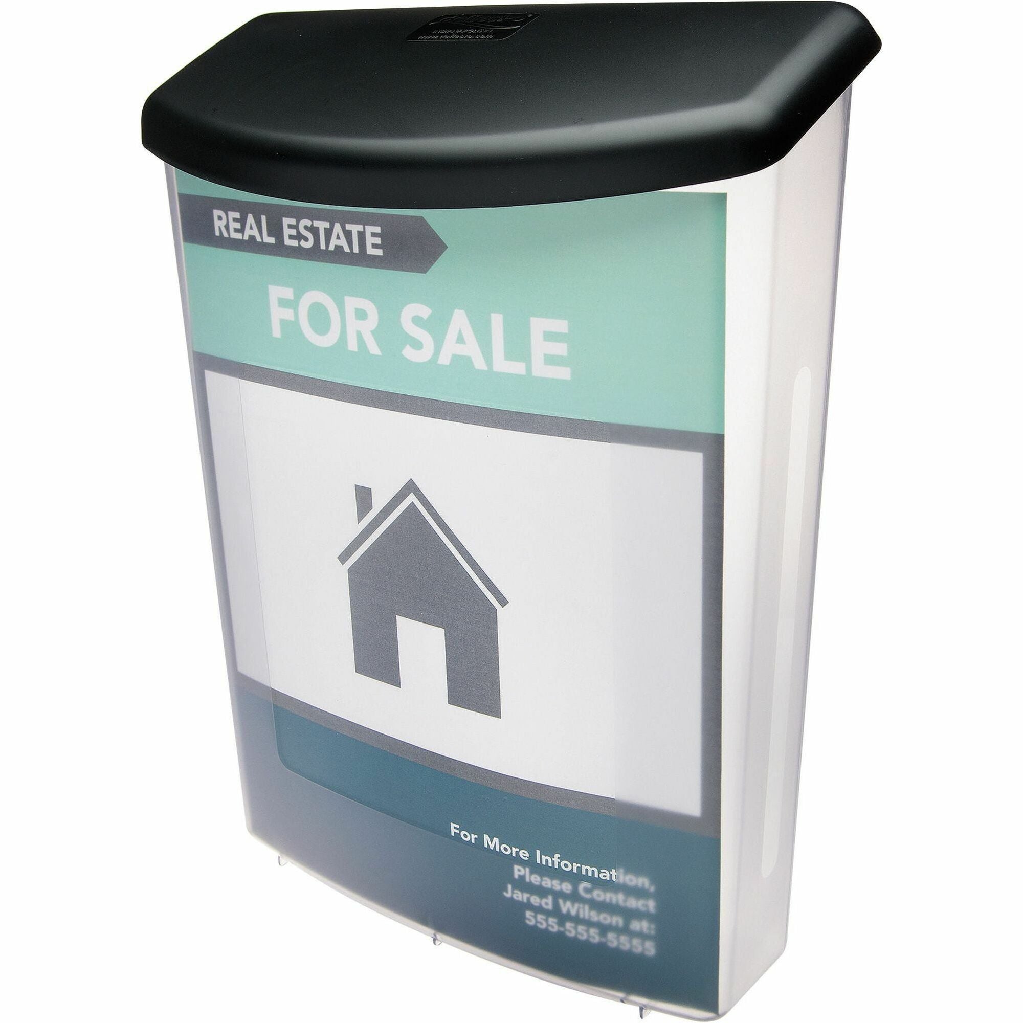 Outdoor Literature Box, 10w x 4.5d x 13.13h, Clear/Black