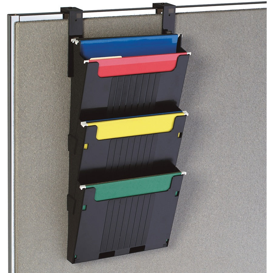 Deflecto Partition Pocket System - 3 Pocket(s) - 25" Height x 12.6" Width x 3.9" Depth - Black - 3 / Set