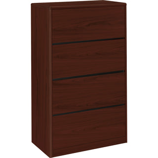 HON 10700 Series Lateral File 4 Drawers - 36" x 20"59.1" - 4 Drawer(s) - Waterfall Edge - Material: Laminate - Finish: Mahogany - For Office - 